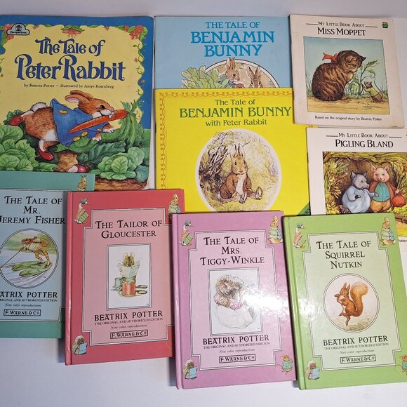 Beatrix Potter 9 Book Lot Peter Rabbit Nutkin  Benjamin Bunny Moppet Tiggy Fishe - Picture 8 of 8